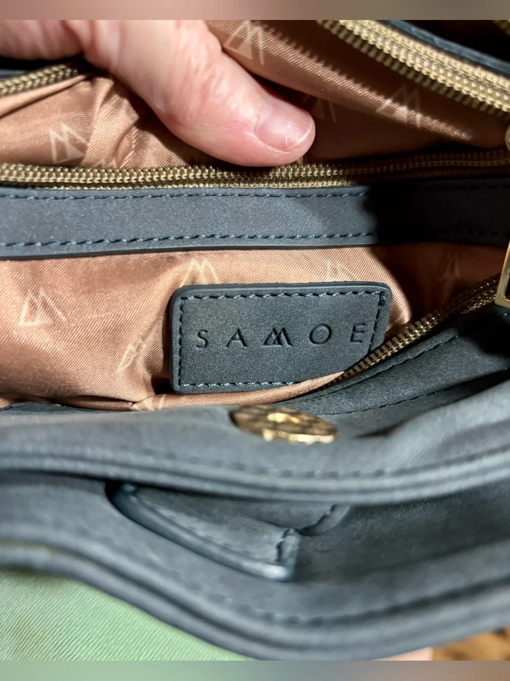 Samoe Convertible Strap Bucket Hobo Small Bag in Slate Blue Premium Faux Leather